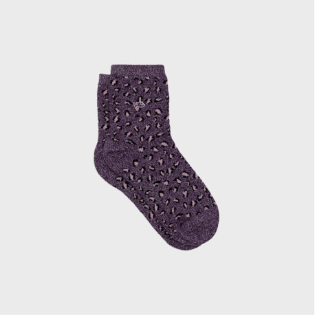 Chaussettes Léopard - Prune - Taille 37/40