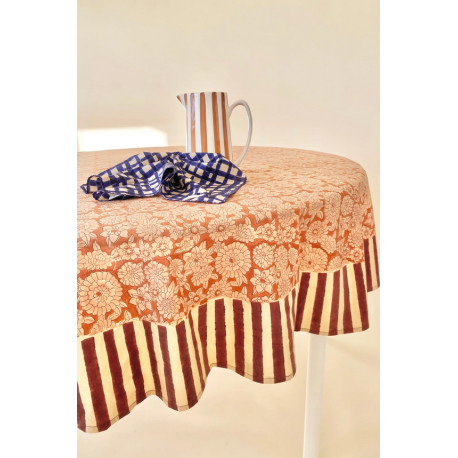 Nappe ronde Deva Flowers - Camel