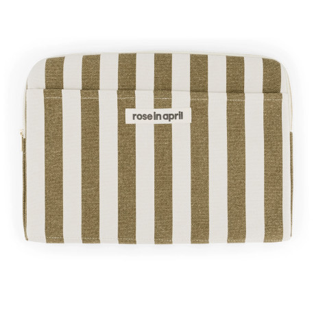 Housse d'ordinateur Octave - Rayure olive/greige