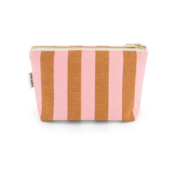 Trousse Sofia - Rayure caramel/strawberry