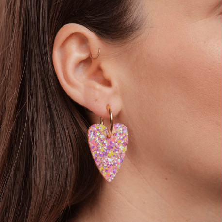 Boucles d'oreilles coeur - Barbiecore