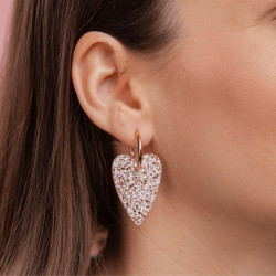 Boucles d'oreilles coeur - Ivoire/champagne