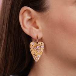 Boucles d'oreilles coeur - Pêche champagne