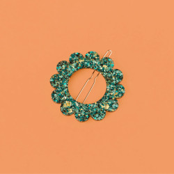 Barrette ronde sunflower - Mix vert