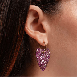 Boucles d'oreilles coeur - Parme/champagne