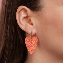 Boucles d'oreilles coeur - Fuchsia orange