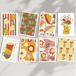 Kit de peinture au numéro 8 cartes - Rétro déco