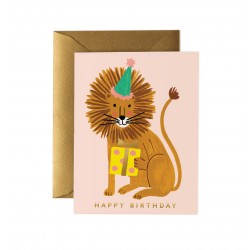 Carte Happy birthday Lion festif